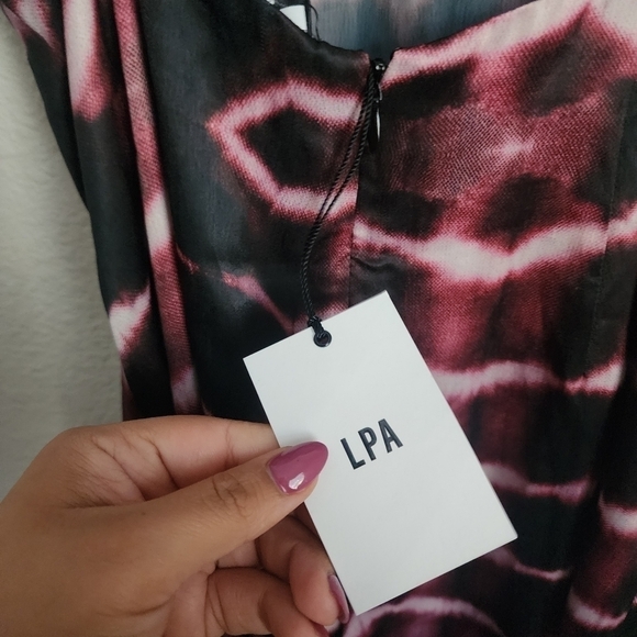 LPA Revolve Lunetta Slip Dress In Heidi Purple Tie Day V-neck Abstract Y2k NWT M - Picture 10 of 11